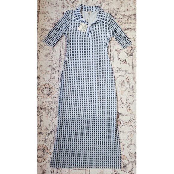 Baum Und Pferdgarten Women's Sz. S Jiliona Blue Check Midi Dress NWT - Picture 1 of 8